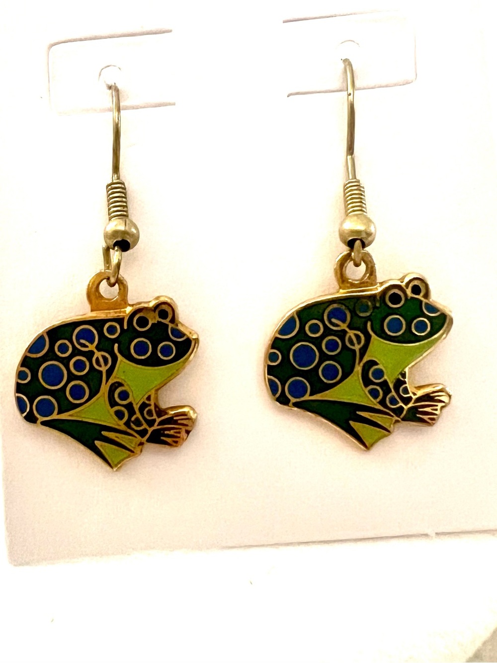 Aviva Taiwan  Enamel Frog Silhouette Dangle Earrings
